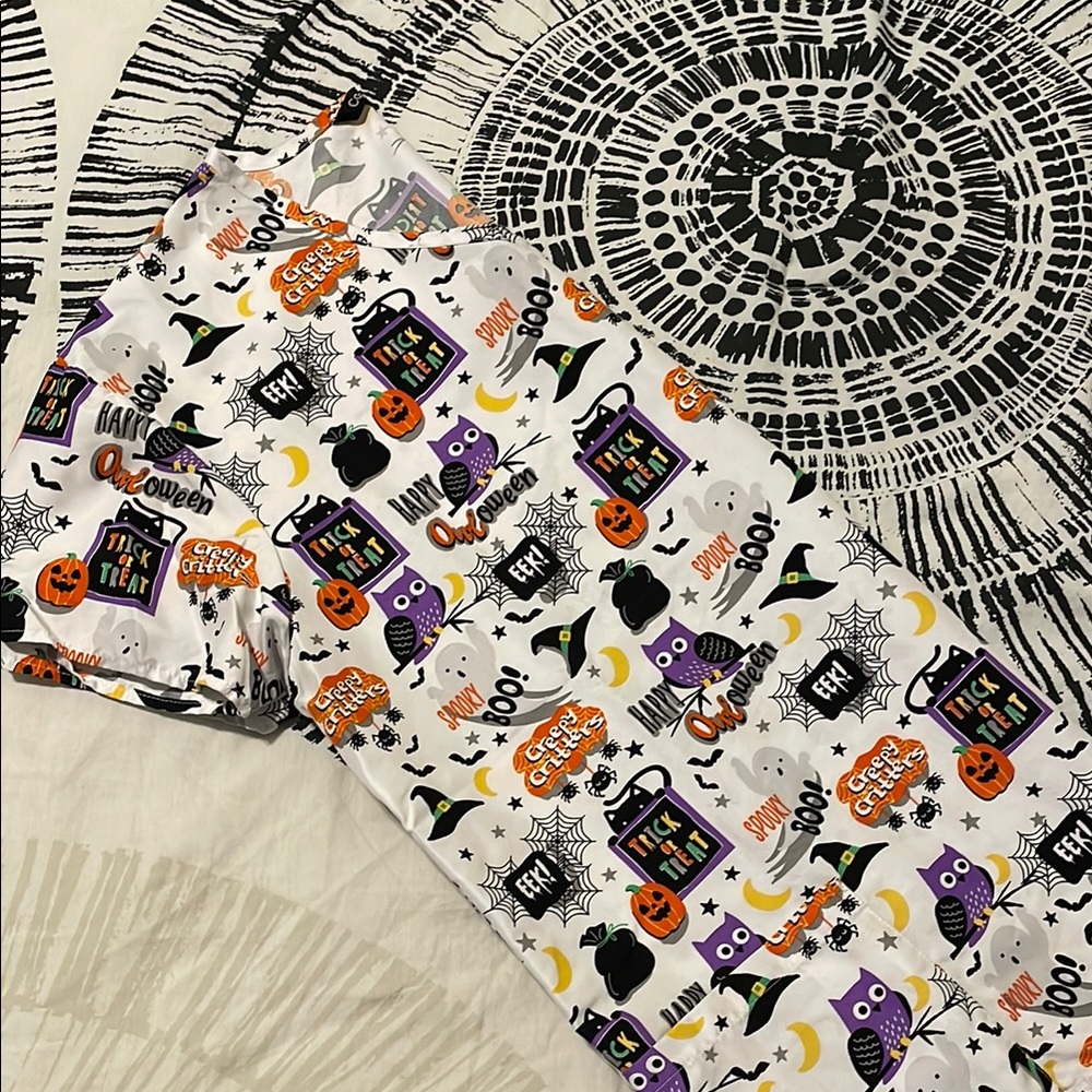 Halloween Themed Graphic Scrub Top
